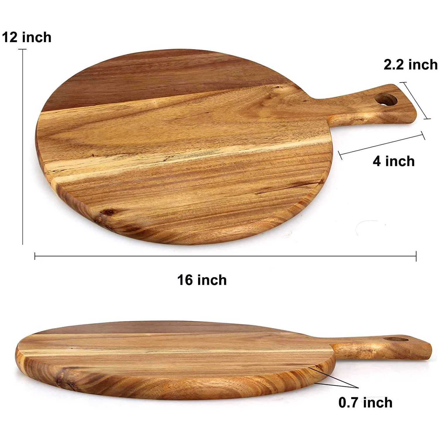 Round wooden chopping board with deals handle